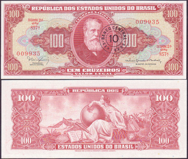1966-67 Brazil 10 Centavos (P.185a) Unc L001808
